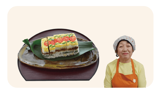 春のおとずれ<br />
（トマトケチャップそぼろの押寿司） 伏木 郁子